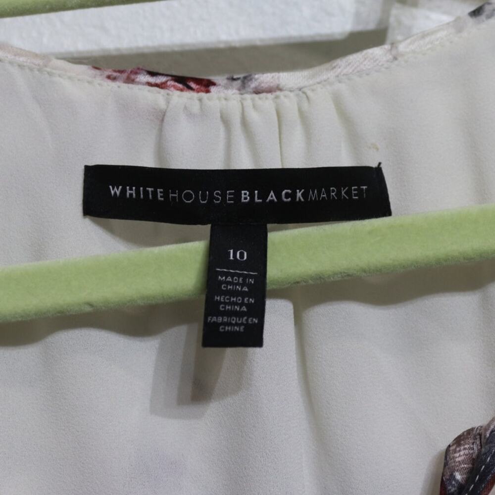 White House Black Market Floral Blouse Sz 10 - Picture 5 of 12